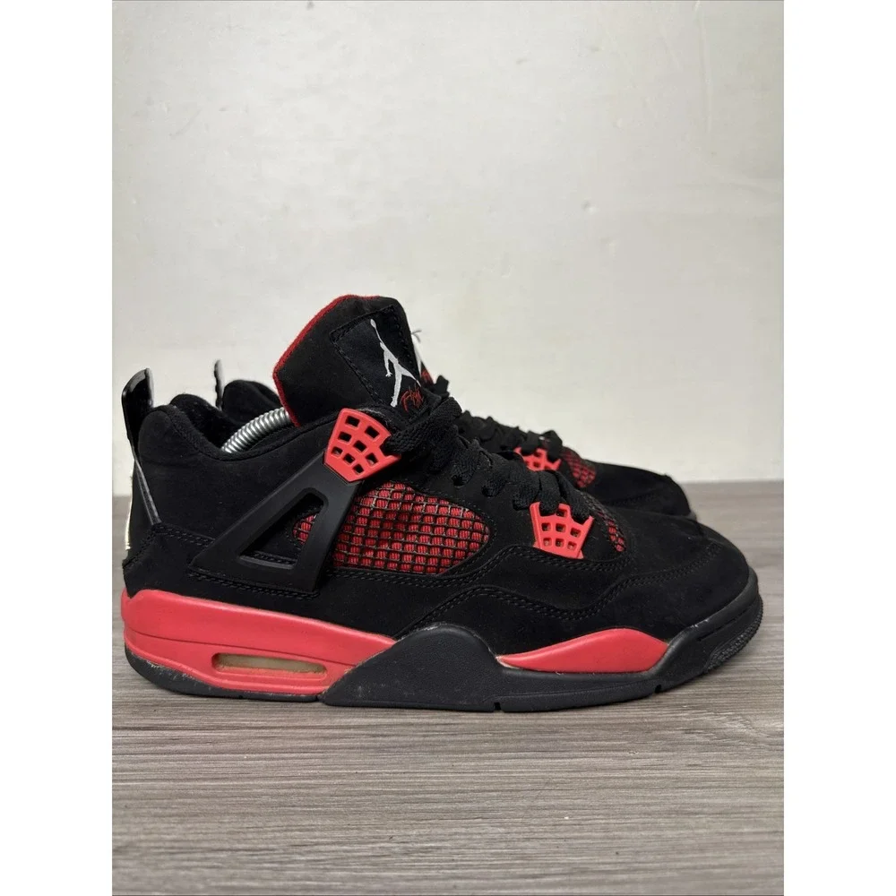 Jordan Air Jordan 4 Retro Mid Top Sneakers Black/White/Red 136013-088 SZ 10